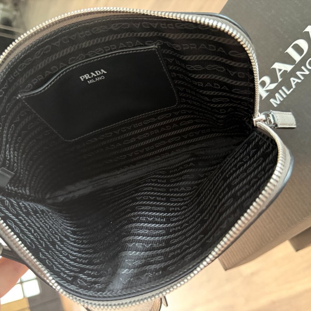 Prada‎ Grey Saffiano Leather Pouch Bag, 2NH024 - Picture 6 of 16